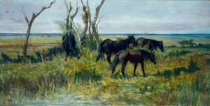 Maremmai legelő. Legelésző lovak, 1872 körül (olaj, vászon) alkotó: Giovanni Fattori