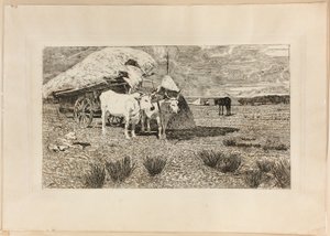 Ökör és kocsi (Maremma) alkotó: Giovanni Fattori