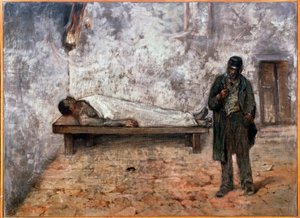 A ravatalozó vagy a közömbös - Festészet alkotó: Giovanni Fattori