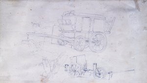 Két szekér és két katona alkotó: Giovanni Fattori
