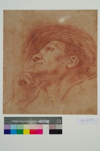 Tanulmány Aggeus próféta fejének (piros kréta papíron) alkotó: Giovanni Francesco Barbieri