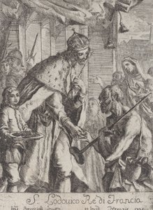 Szent Lajos alamizsnát ad a szegényeknek, 1735. alkotó: Giovanni Francesco Braccioli