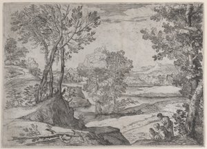 Egy folyó partján ülő család, 1643. alkotó: Giovanni Francesco Grimaldi