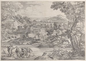 Krisztus keresztsége balra lent, egy tájon belül, 1626-80., 1626-80. alkotó: Giovanni Francesco Grimaldi