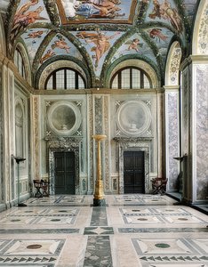 Amor és Psyche loggia, Villa la Farnesina nyugati oldala, földszint. 1517 körül alkotó: Giovanni Francesco Penni