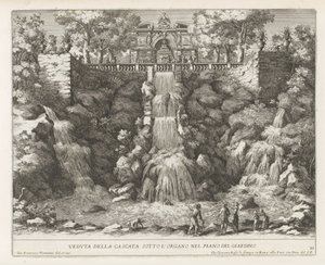 Cascade in de tuinen van de Villa d