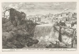 Waterval in de Rivier de Aniene bij Tivoli Kilátás az Aniene folyó fő vízesésére Tivoli városában (cím a tárgyon) A tivoli Estense kert szökőkútjai (sorozat címe) Fonteinen in de tuinen van Villa d
