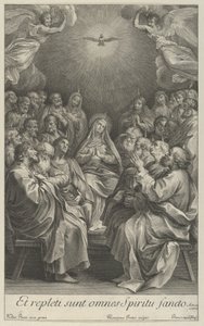 A Szűz apostolokkal a Szent Galamb felé és két angyallal, Reni után, 1700-50. alkotó: Giovanni Girolamo Frezza