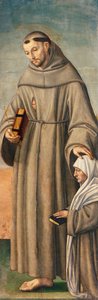 Szent Ferenc és a biztos, a Szent Ferencet és Bartholomaiust két adományozóval ábrázoló triptichon zsanérja, amely a Születést ábrázolja.