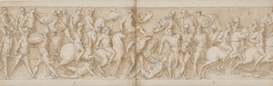 római támadás (LXXVI vége); barbár főnökök fogságba esnek (LXXVII); indulás a szarmatákkal vívott csatára (LXXVIII. eleje) alkotó: Giovanni Guerra