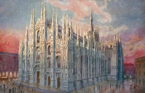 Milano / Milánó: Duomo (színes litográfia)