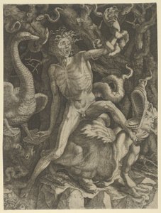 Fury egy szörnyen lovagló, bal kezében koponyát tartó öregemberként személyesített meg, kb. 1520-39.
