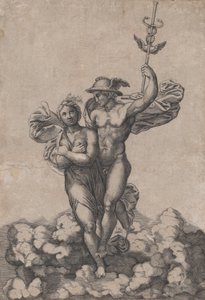 A Merkúr a Psychét viszi az Olümposzra, Raphaelnek a Villa Farnes-ban írt kompozíciója után, kb. 1520-39.