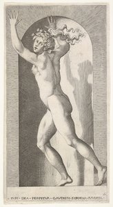 16. tábla: Hebe egy fülkében, kezével a levegőben, balra fut, miközben a ...-ra néz, 1526.