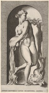 6. tábla: Thetis egy fülkében áll kagylóval és tengeri élőlénnyel, vizet ontva egy ..., 1526.