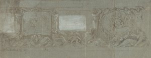 Faldísz tervezése Ábrahám feláldozásával és Egyiptomba való meneküléssel, kb. 1600-1647. alkotó: Giovanni Lanfranco
