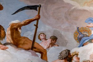 Szaturnusz, az idő istene. "Az istenek tanácsa" 1624-1625 részlete. freskó