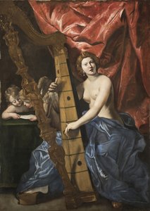 Vénusz hárfán játszik, 1630 körül. alkotó: Giovanni Lanfranco