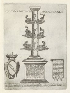 Rostral oszlop Colonna rostrata in Campidoglio (cím a tárgyon) Moderne en antieke monumenten en bouwwerken in Rome (sorozat címe) Róma almaváros ókori és modern épületeinek díszei (sorozat címe)