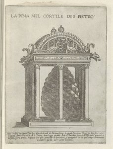 De Pigna te Vaticaanstand La Pina a Cortile di S. Pietroban (cím a tárgyon) Moderne en antieke monumenten en bouwwerken in Rome (sorozat címe) Róma almaváros ókori és modern épületeinek díszei (sorozat címe)