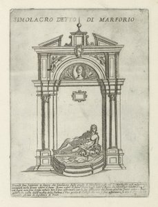 Szökőkút Marforio szobrával Simolacro detto di Marforio (cím a tárgyon) Modern és ókori műemlékek és épületek Rómában (sorozat címe) Ornamenti di fabriche antichi et modern dell