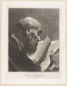 Máté apostol Sanctus Matthaeus (cím a tárgyon) Apostolok (sorozat címe) alkotó: Giovanni Marco Pitteri