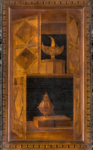 Lignaean Kanonikus Kórus, Giovanni Maria Platina intarzia 1484, Superior Stall