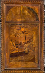 Lignaean Kanonikus Kórus, Giovanni Maria Platina intarzia 1484, Superior Stall
