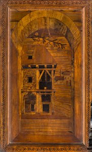 Lignaean Kanonikus Kórus, Giovanni Maria Platina intarzia 1484, Superior Stall