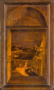 Lignaean Kanonikus Kórus, Giovanni Maria Platina intarzia 1484, Superior Stall