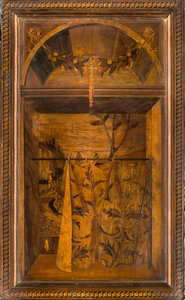 Lignaean Kanonikus Kórus, Giovanni Maria Platina intarzia 1484, Superior Stall