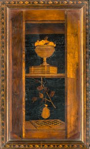 Lignaean Kanonikus Kórus, Giovanni Maria Platina intarzia 1484, Superior Stall