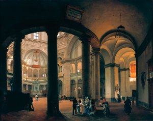 Kilátás a Szent Lőrinc-bazilika belsejéből Giovanni Migliara (1785-1837) festménye. 1835. Milánó, Milánói Múzeum