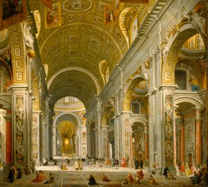 A római Szent Péter-székesegyház belseje alkotó: Giovanni Paolo Panini