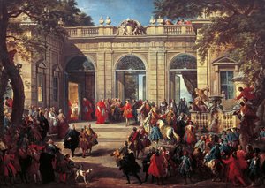 III. Bourbon Károly látogatása XIV. Benedek pápánál a Quirinal kávézójában alkotó: Giovanni Paolo Pannini
