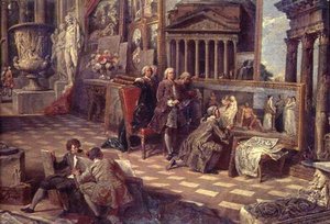 Egy képzeletbeli képtár belső részlete alkotó: Giovanni Paolo Pannini