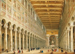 San Paolo Fuori le Mura belseje, az oltár felé nézve alkotó: Giovanni Paolo Pannini
