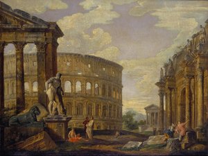 Táj Herkulesszal és az ókori Róma romjaival par Panini, Giovanni Paolo alkotó: Giovanni Paolo Pannini