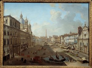 Piazza Navona Rómában (Piazza Navona, Róma). Giovanni Paolo Pannini (Panini) festmény (1691-1765) alkotó: Giovanni Paolo Pannini