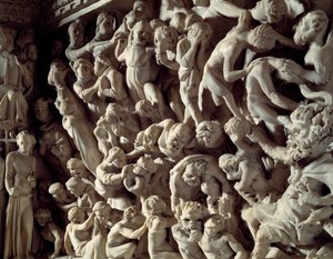 Részlet a Szék domborműveiről, amelyeket Giovanni Pisano (1248-1314) készített: a damns (A márvány szószék domborműveinek részlete) 1302-1311 Cathedrale de Pisa (Duomo di Pisa), Olaszország alkotó: Giovanni Pisano