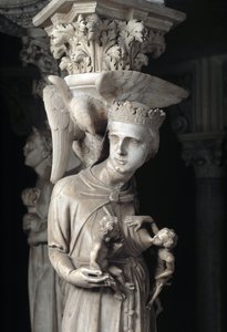 Részlet a Giovanni Pisano (1248-1314) által megvalósított Széket támogató faragott csoportokról: a gyermekeit tápláló egyház (Részlet a márvány szószéket alátámasztó szobrokról, az egyház táplálja gyermekeit) 1302-1311 Cathedrale de Pisa (Duomo di Pis) alkotó: Giovanni Pisano