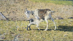Egy kecske a kölykével alkotó: Giovanni Segantini