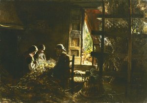 A gubók gyűjtése, 1882-1883. alkotó: Giovanni Segantini