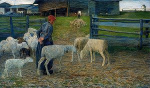Vissza az istállóba. 1888 alkotó: Giovanni Segantini