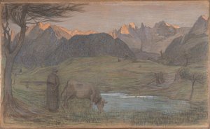 Tanulmány a "La Vita"-hoz alkotó: Giovanni Segantini