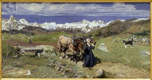 Az Alpok tavasszal (1879, Olaj, vászon) alkotó: Giovanni Segantini