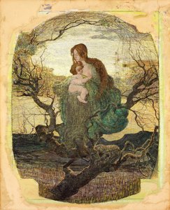 Az élet angyala - Peinture de Giovanni Segantini (1858-1899) - 1894-1895 - Akvarell, gouache, arany és fehér színek papíron - 59,5x47,9 - Szepmuveszeti Múzeum, Budapest alkotó: Giovanni Segantini