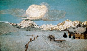 A természet triptichonja vagy Engadin: „” Halál”” Giovanni Segantini (1858-1899) festménye 1896-1899 V. 192x320 cm Saint Moritz, Musee Segantini