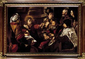 Giovanni Serodine (1600-1630) Krisztus és az orvosok festménye, 17. század V. 1,45x2,24 m Párizs, Musee du Louvre