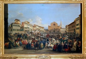 Karnevál a firenzei Santa Croce téren